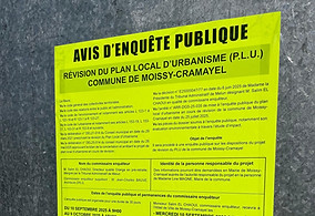Avis d'enquête publique: révision PLU commune Moissy-Cramayel