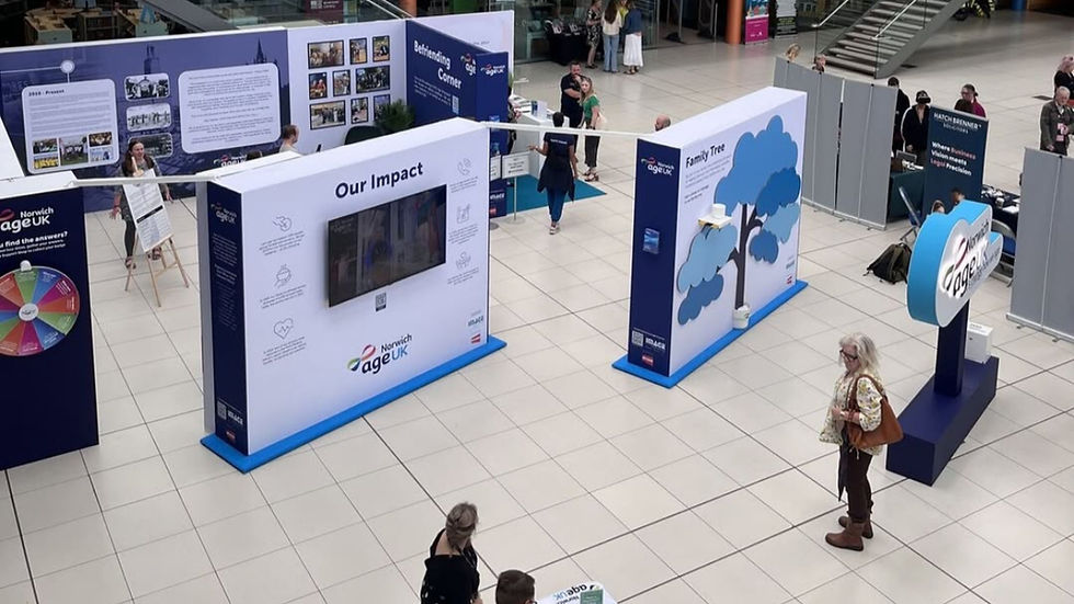 Pictured is Age UK Norwich's birthday exhibition in the Forum.
