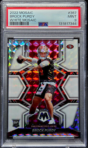2022 Mosaic Brock Purdy White /25 PSA 9 49ers RC Rookie Football