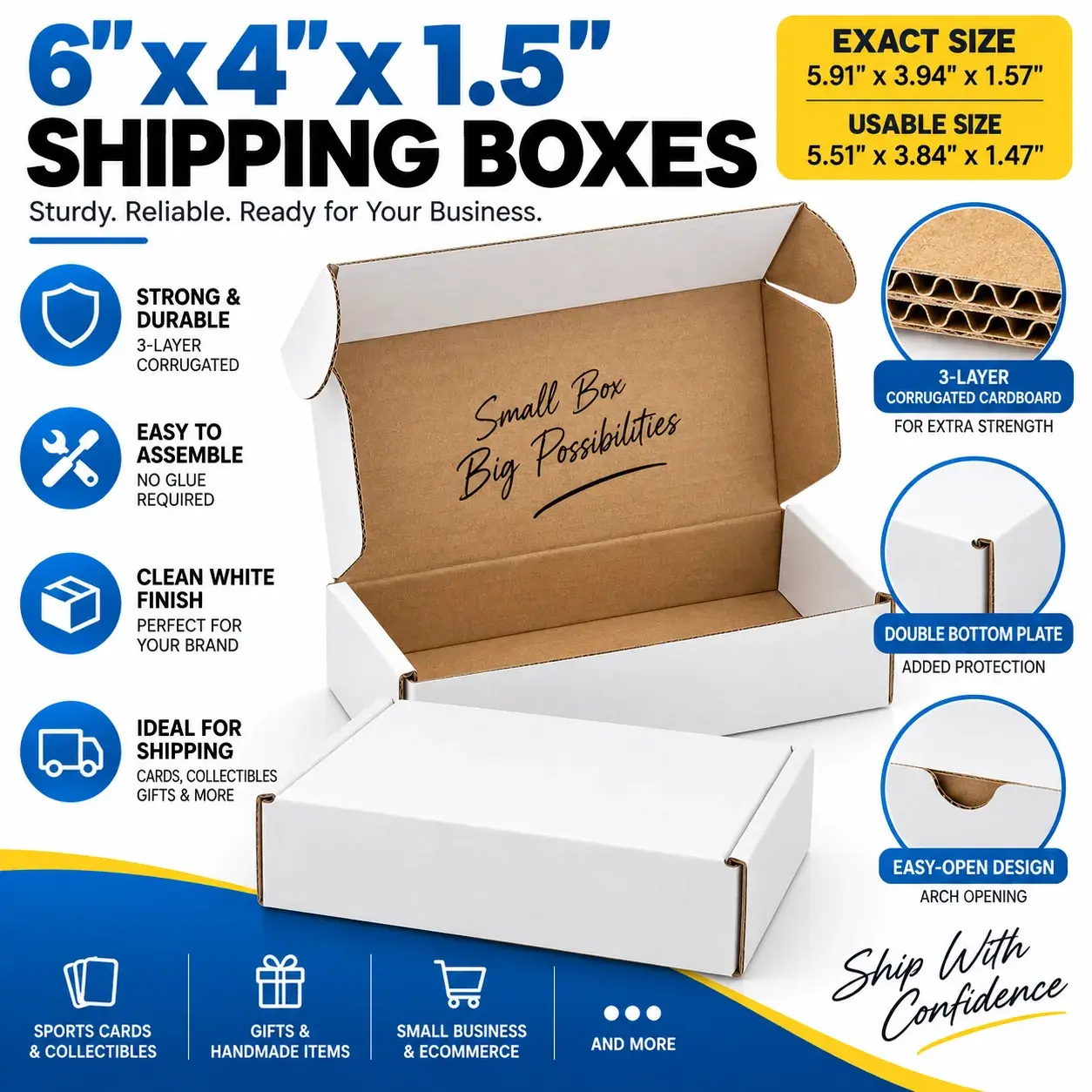 6x4x1.5 inch cardboard box