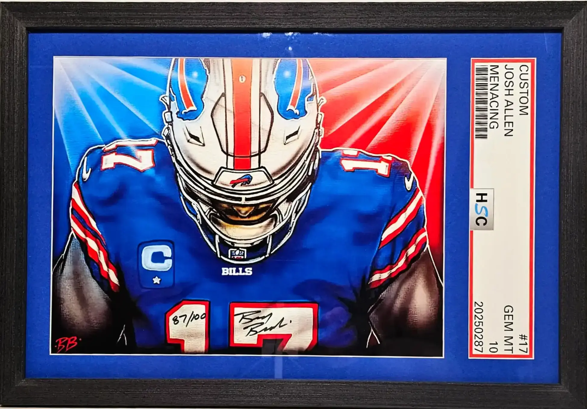 SLABBED Josh Allen Bills Menacing! 12x18" Limited Edition Sports Art /100