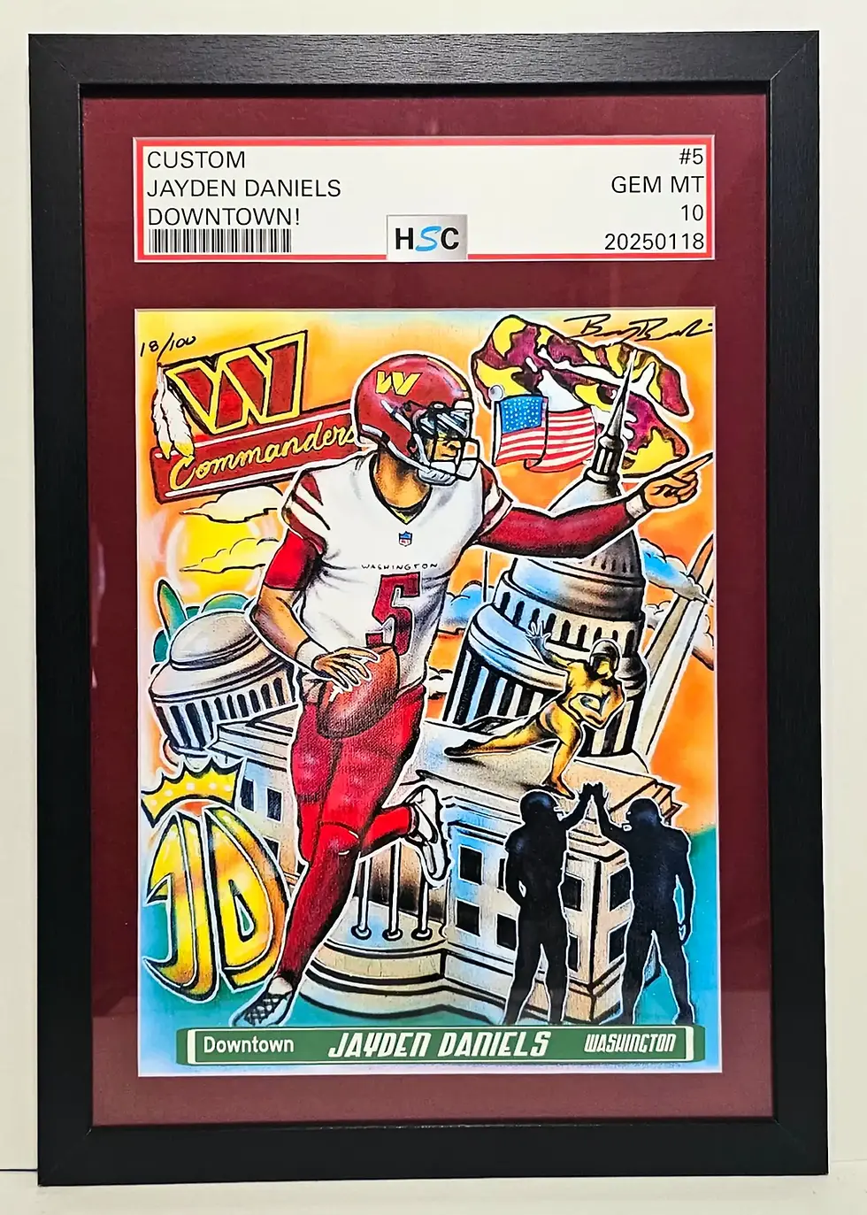 SLABBED Jayden Daniels Commanders Downtown 12x18 Limited Edition Sports Art /100