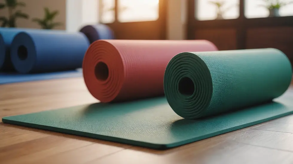 Close-up view of yoga mat and calming space