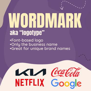Wordmarks are font-based logos with only the business name