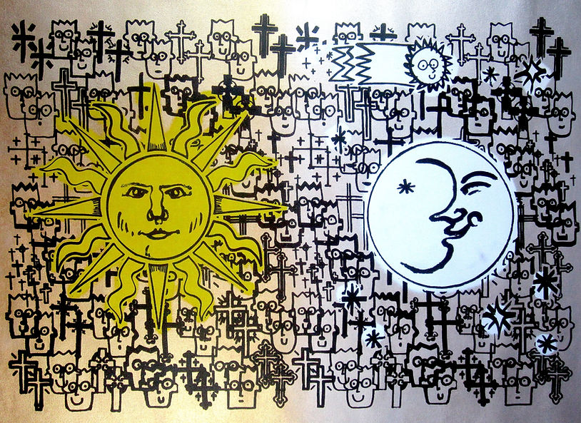 Spray paint and Acrylic on Canvas, 24 x 40 inches.