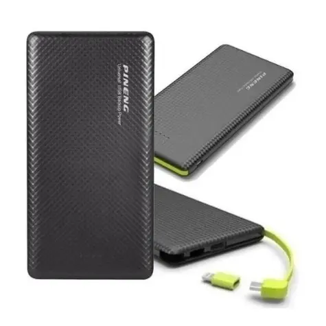 PowerBank Universal 5.000mAh preto com design slim e portátil