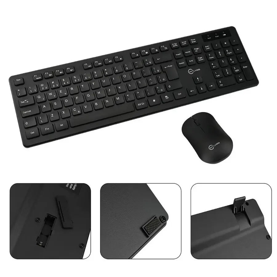 Miniatura: Kit teclado e mouse sem fio slim com receptor USB para computador