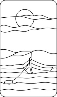 free boat and sun stained glass pattern