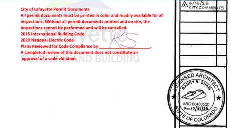 Lafayette Colorado Permit Documents