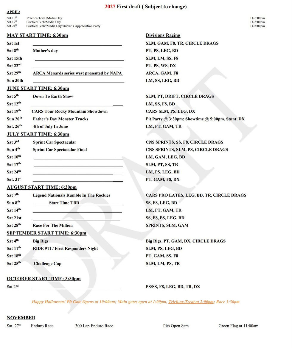Announcing First Draft of 2027 CNS Racing Schedule