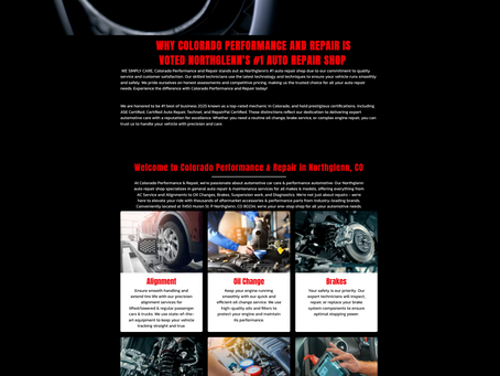 Auto Repair Website Design Northglenn - Colorado Performance
