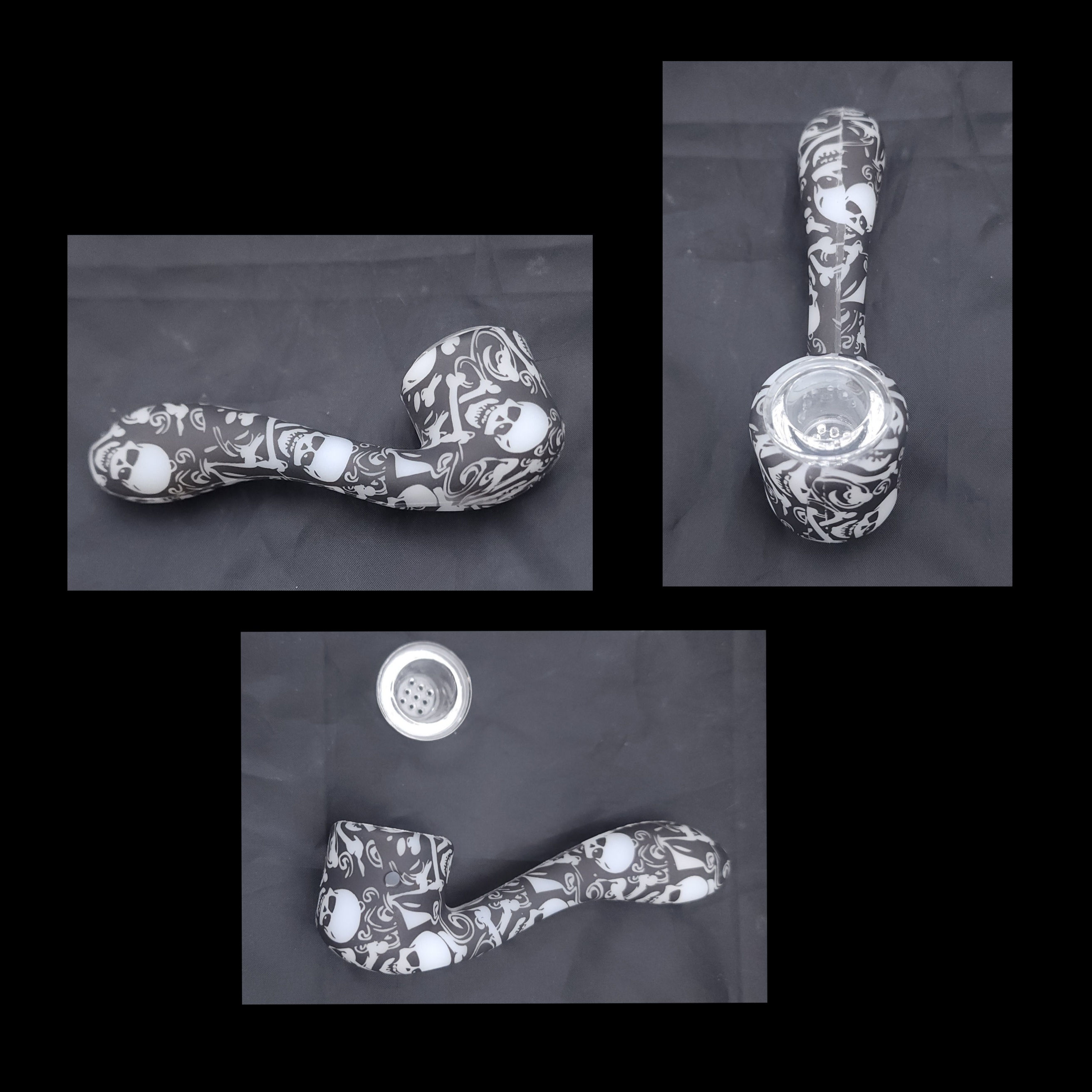 Black & Gray Skull Pipe