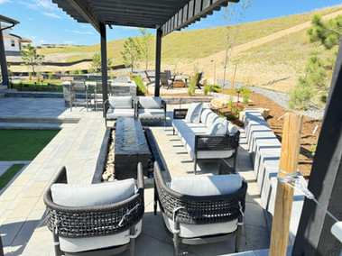 Sitting area under pergola