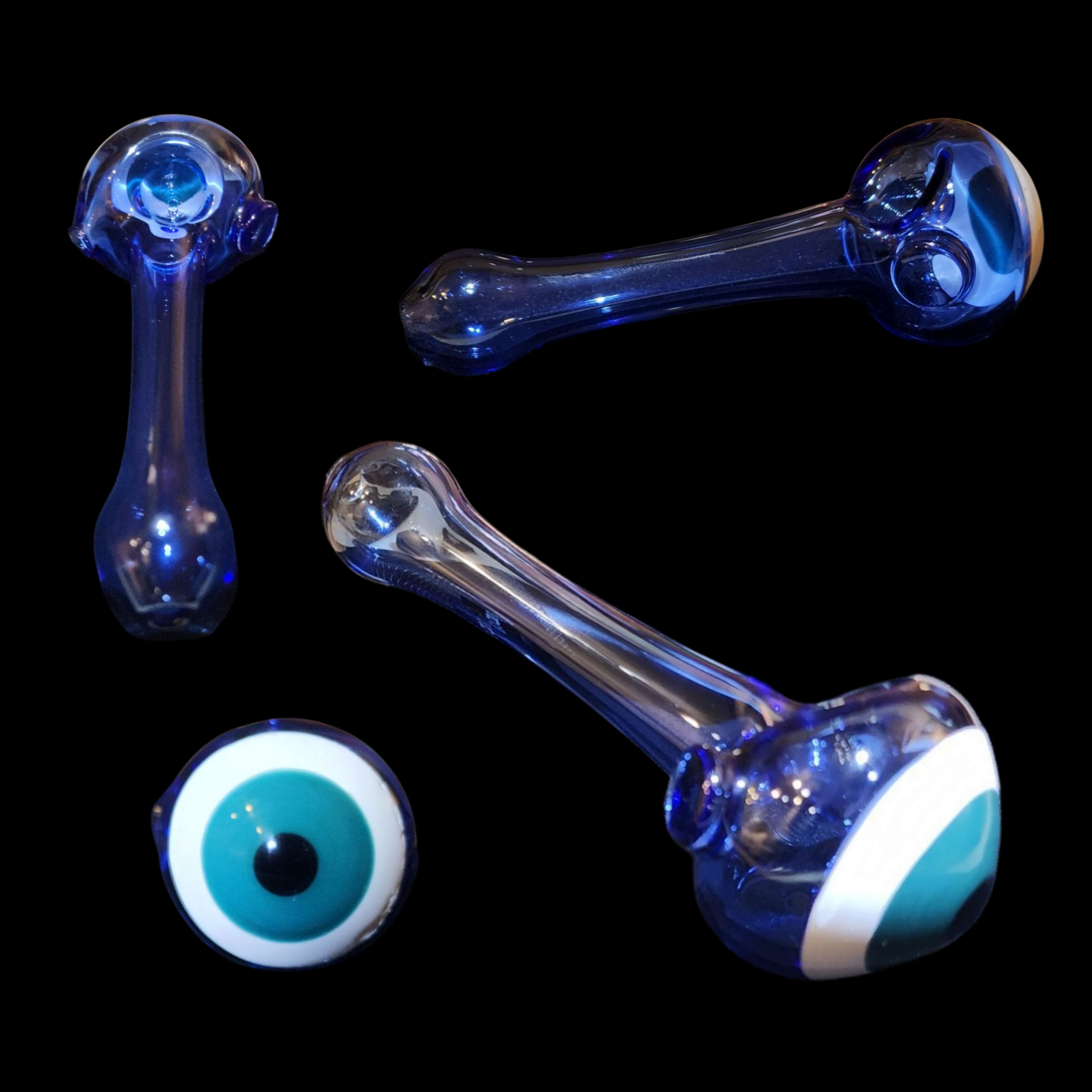 American Glass Pipe - Dark Blue Eyeball with bump
