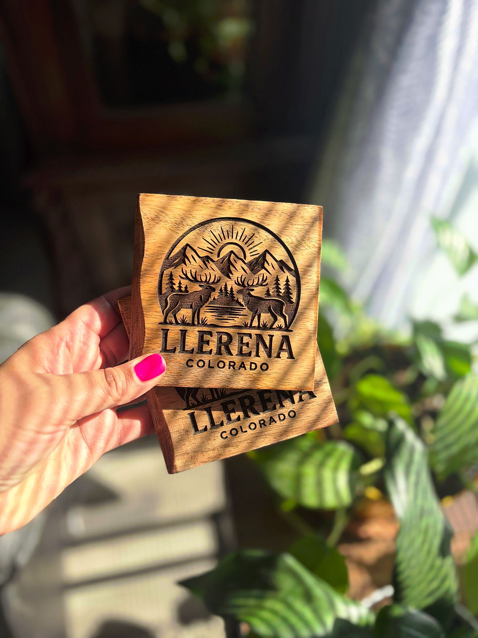 Thumbnail: Wood Engraved Coasters (Set of 2)