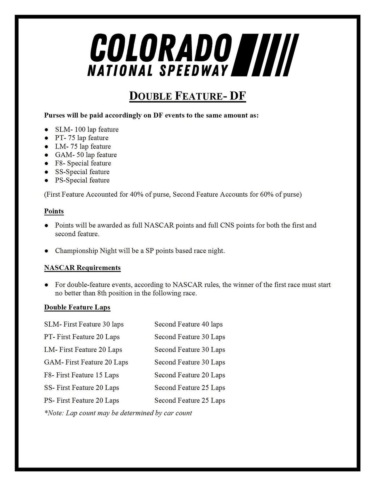 Colorado National Speedway Double Feature