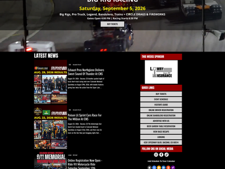 Race Track Website Design Dacono - Colorado National Speedway