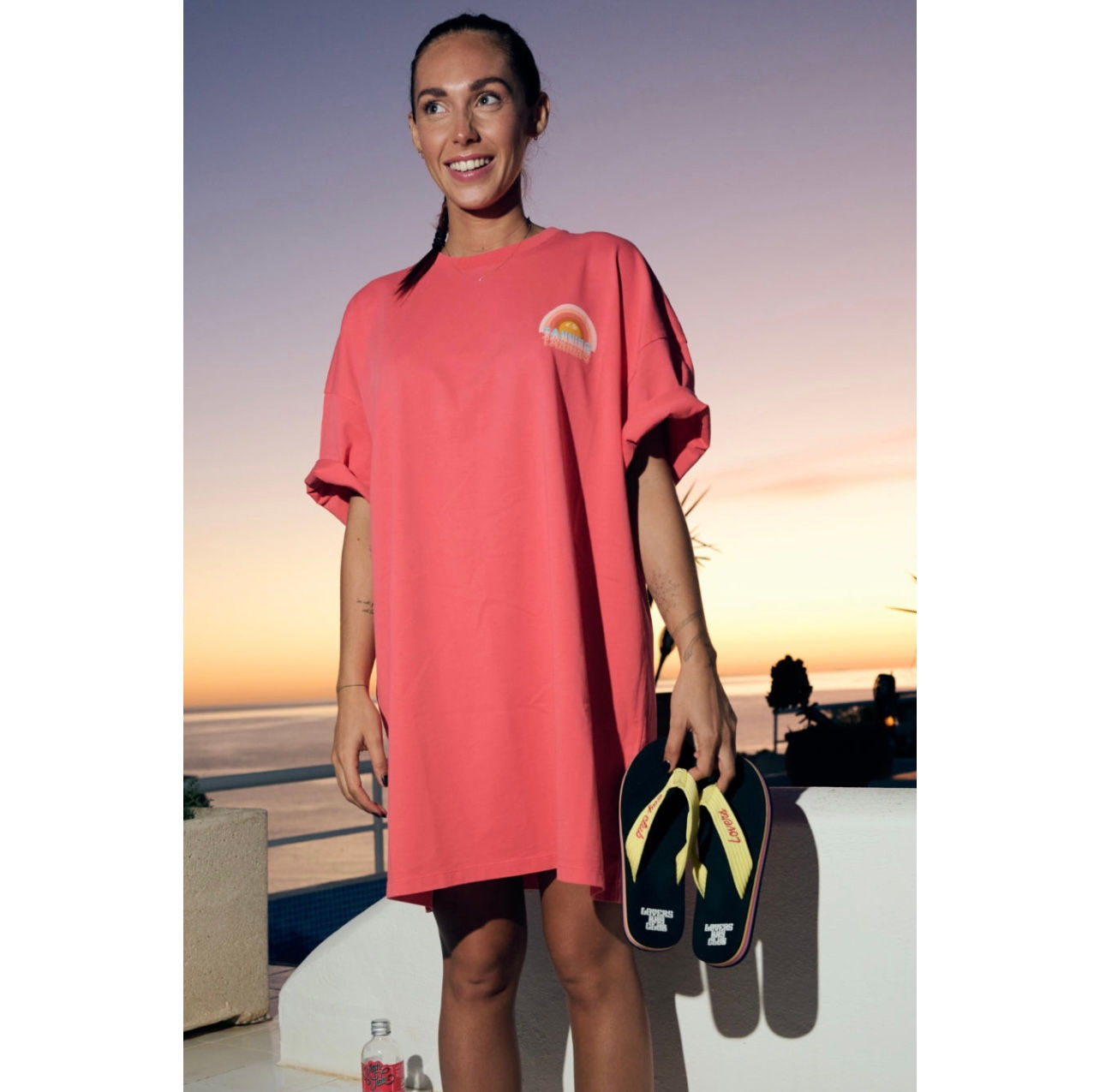 Robe t-shirt framboise Lovers bay club
