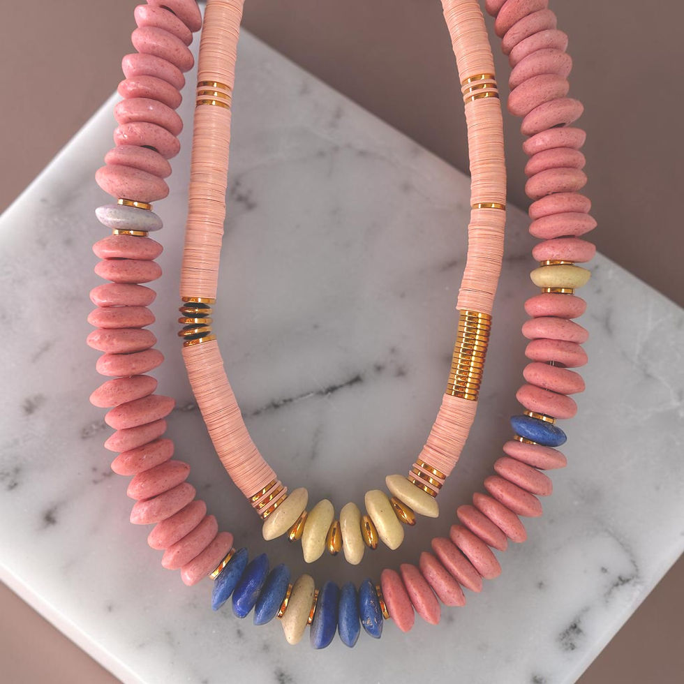 Miniature : Collier african donuts Rosé Pearl Karma