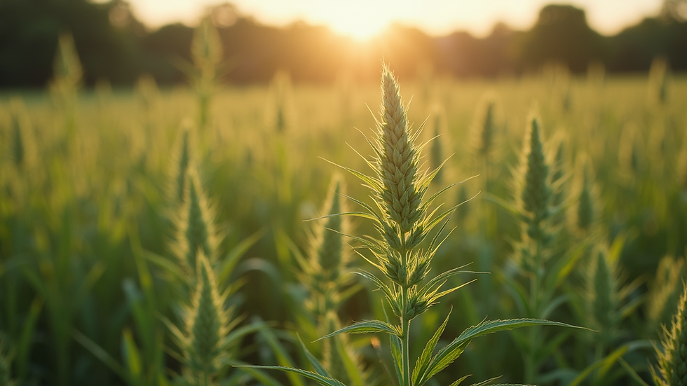 Close-up view of hemp plants growing in a field