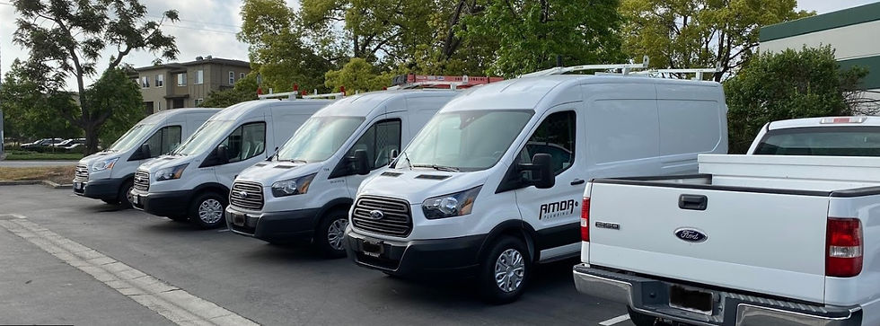 Fully stocked and equipment plumbing vans at Amor Plumbing, Fremont, CA