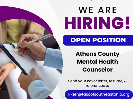 Open Position Athens County Mental Health Counselor - 3/28/2024