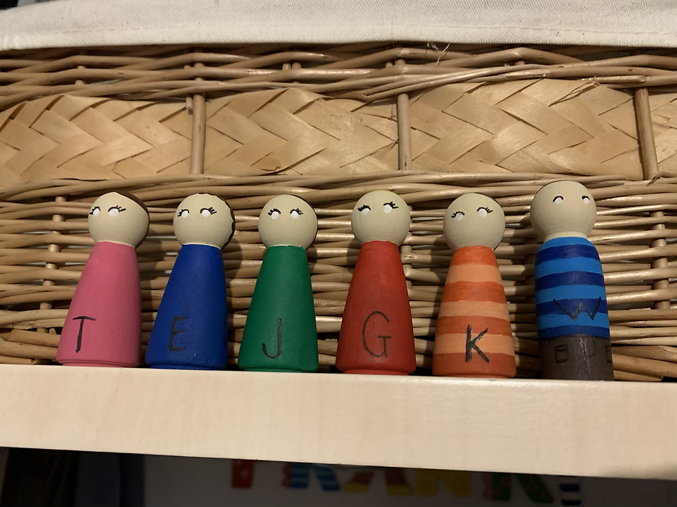 Thumbnail: Set of six large PegDolls 65mm