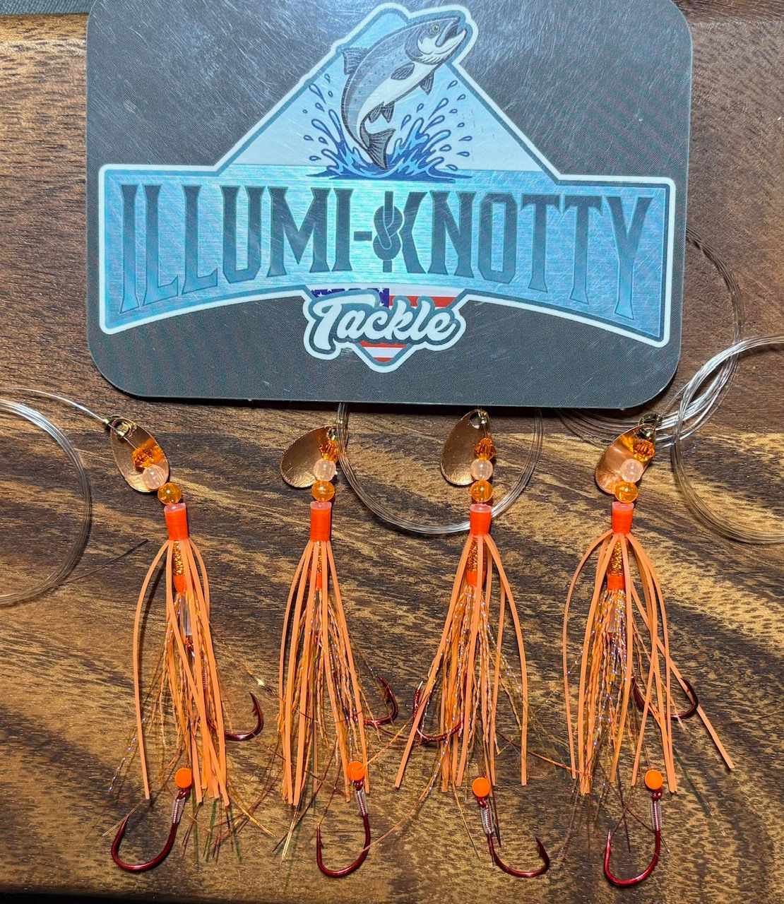 Ultra Orange with U.V. & GLOW Kokanee/Trout Super Tube Hoochie Tube Fly Snelled