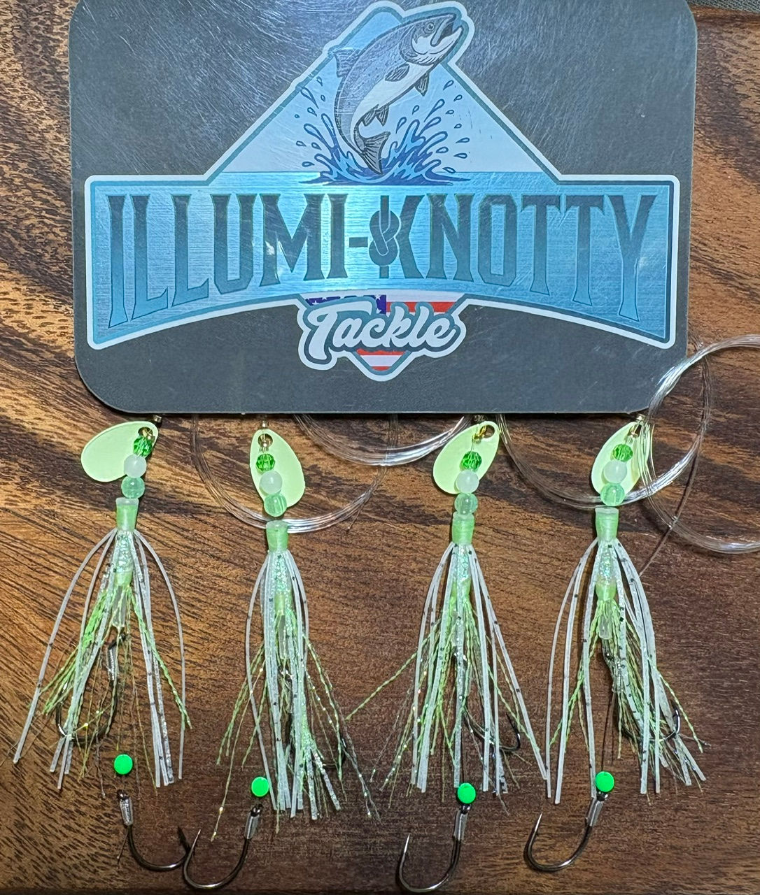 Green U.V. & GLOW - Super Tube Hoochie Tube Fly Kokanee/Trout Snelled