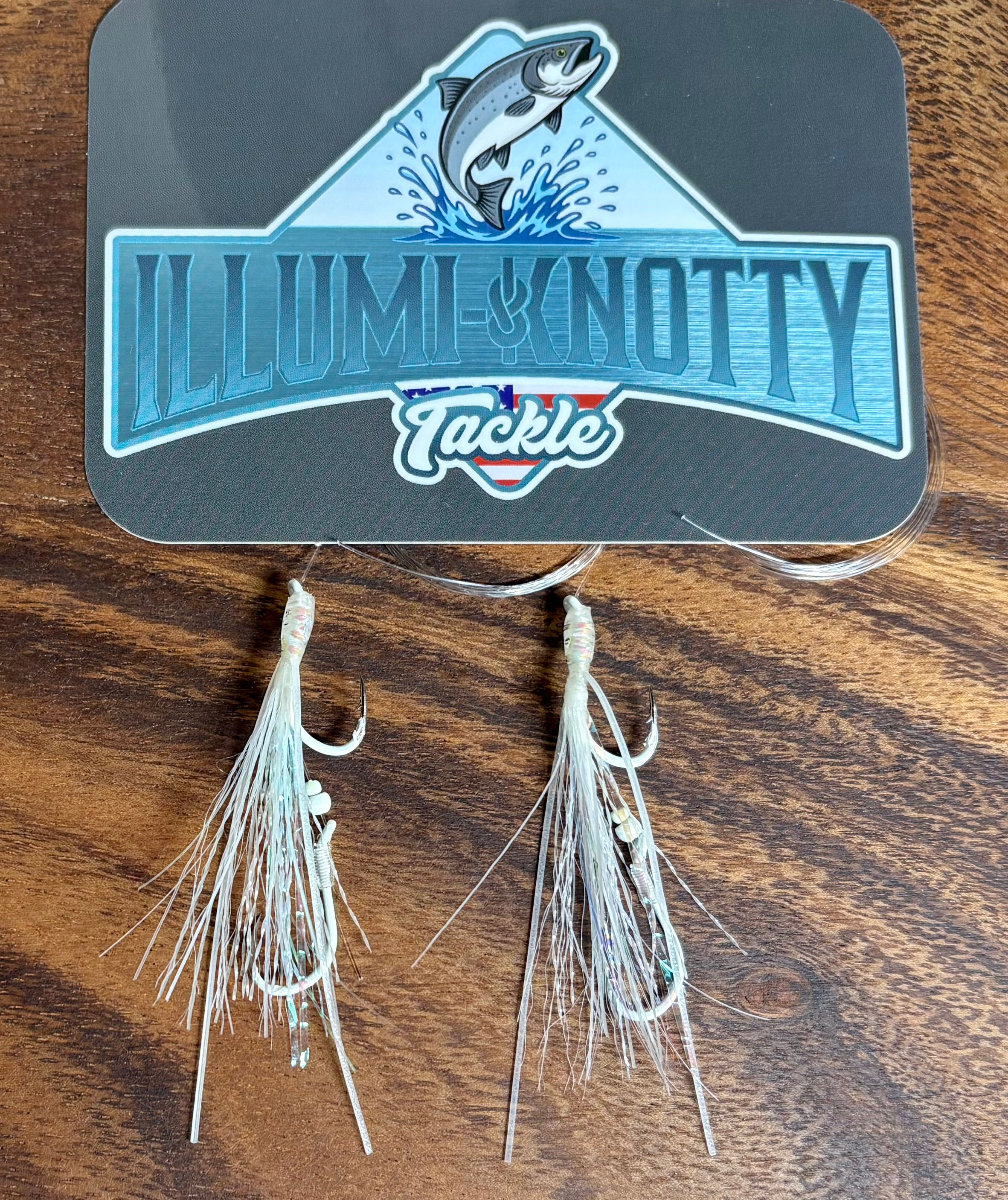 White Polar Ice Diamond Deluxe Glowing Trolling Fly Snelled