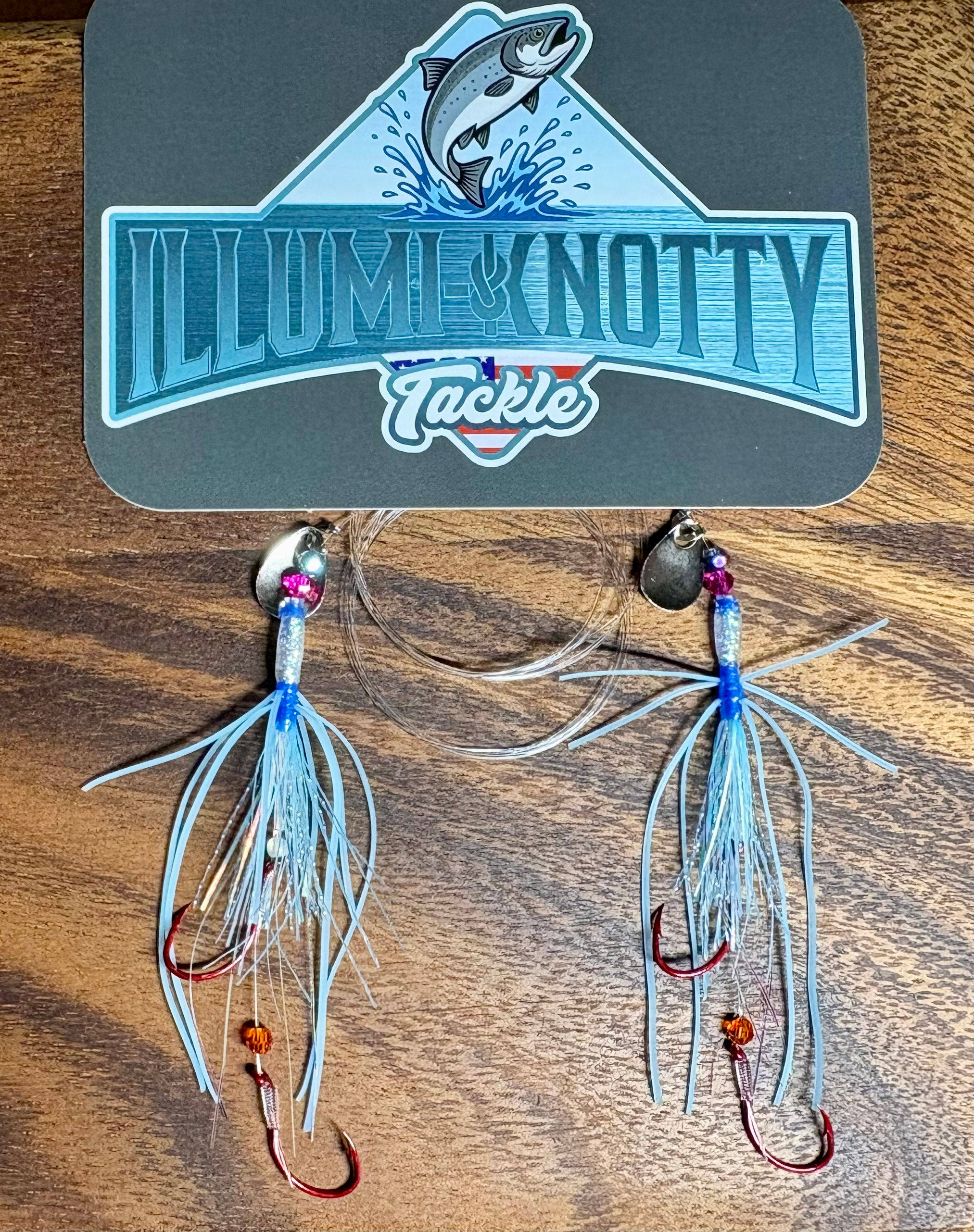 Kokanee, Trout, Blue GLOWING Micro Tube Trolling Fly With size 00 hammered blade