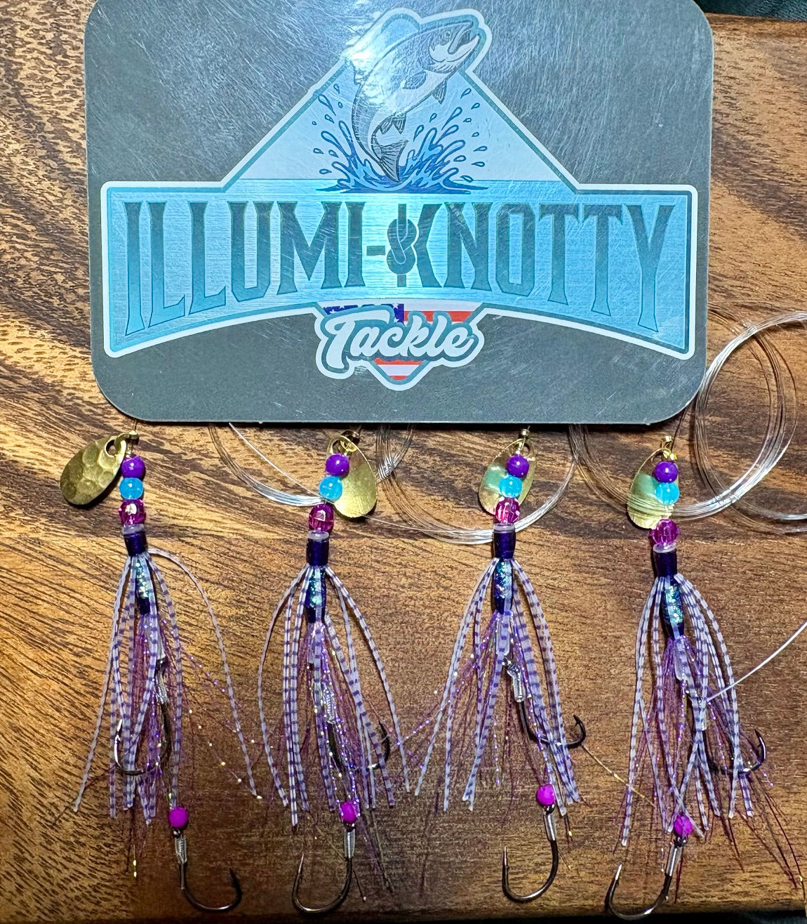 Purple UV Super Tube Hoochie Tube Fly for Kokanee & Trout w/ Brass Blade Snelled