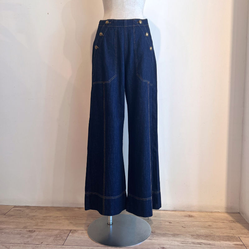 Thumbnail: french marine wide denim pants