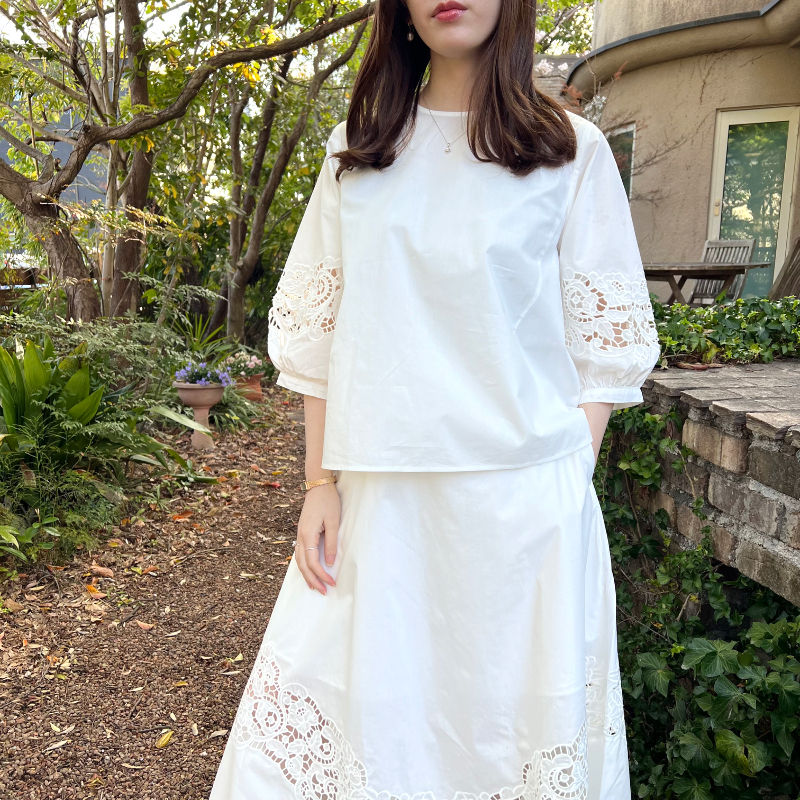 Thumbnail: white floral lace blouse