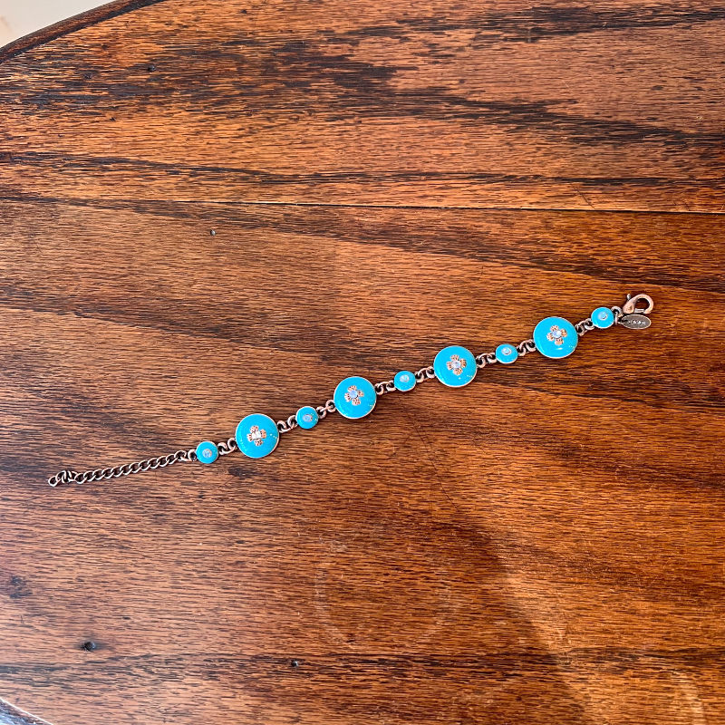 Thumbnail: turquoise blue enamel bracelet