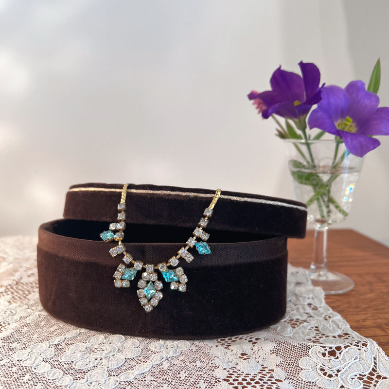 1950s Germany vintage aqua blue stone neckless