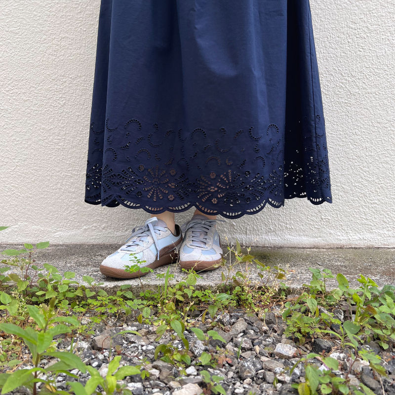 サムネイル： organic cotton cutwork skirt navy