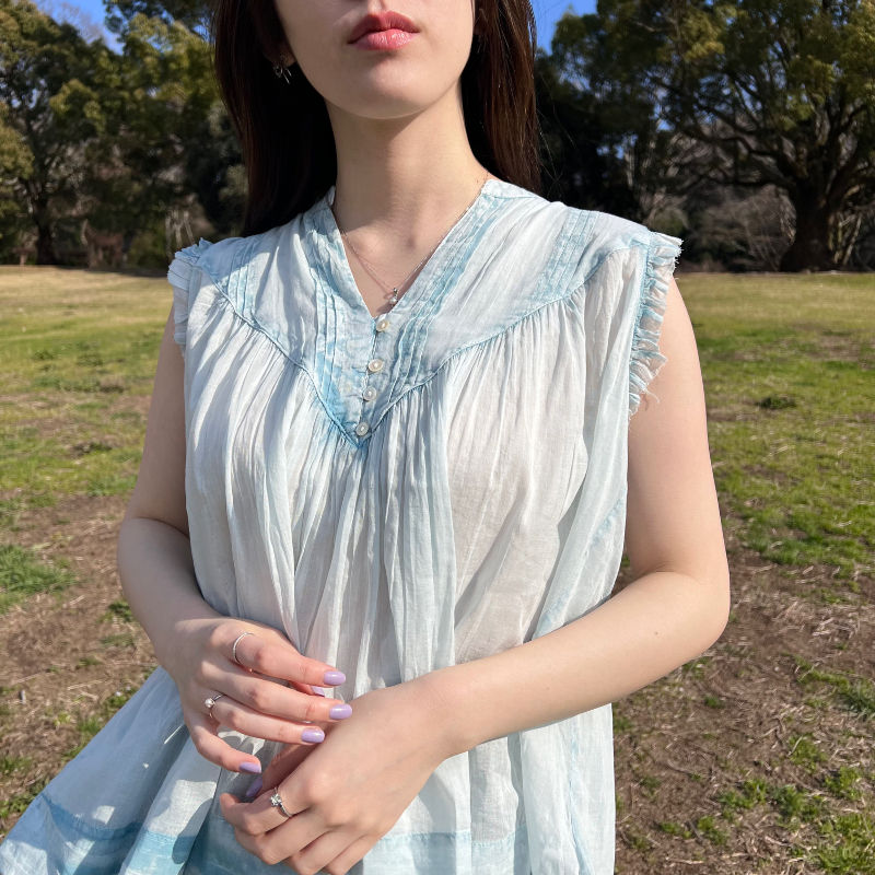 Thumbnail: airy sheer sleeveless blouse light blue