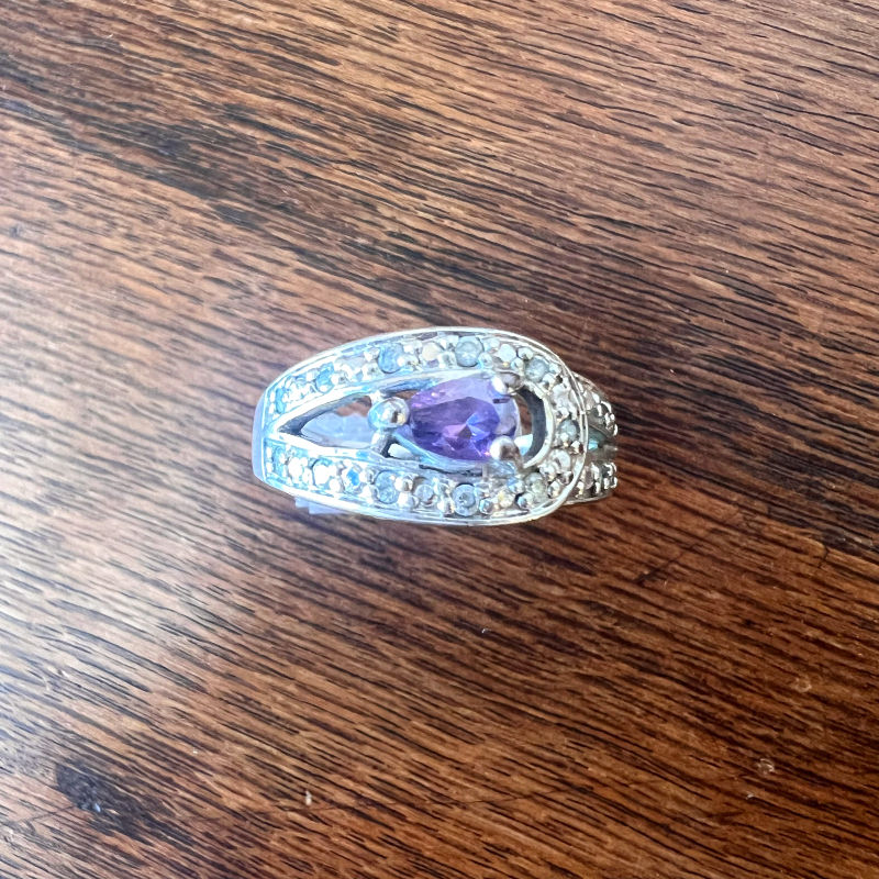 Thumbnail: amethyst stone silver ring