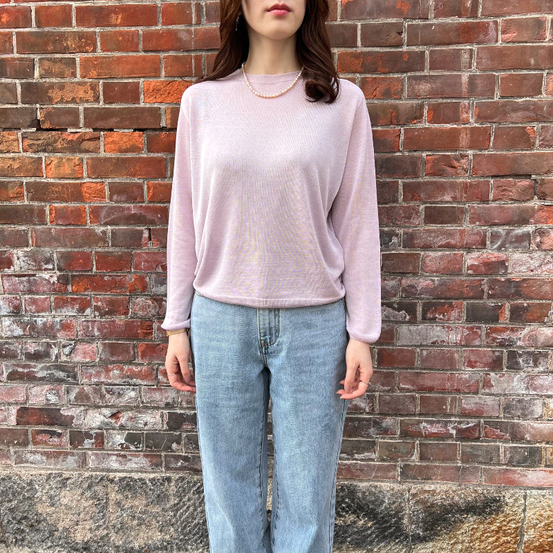 サムネイル： 100% silk lavender knit top