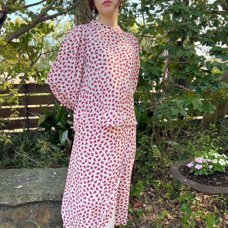 Thumbnail: rose pink flower printed blouse