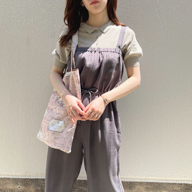 サムネイル： mauve grey rayon linen jumpsuit