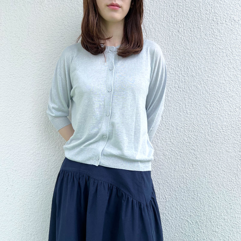 サムネイル： silk linen knit cardigan light blue