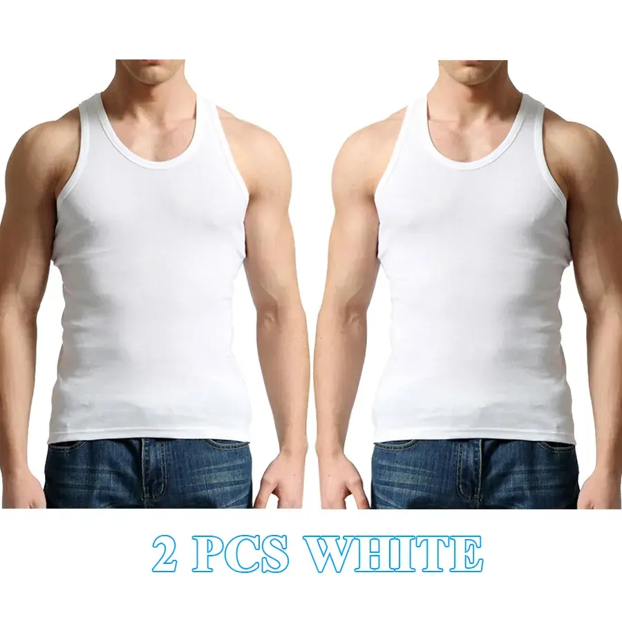 Miniature : Tank Tops Men 100% Cotton Solid Vest Male Breathable Sleeveless Tops Slim Casual