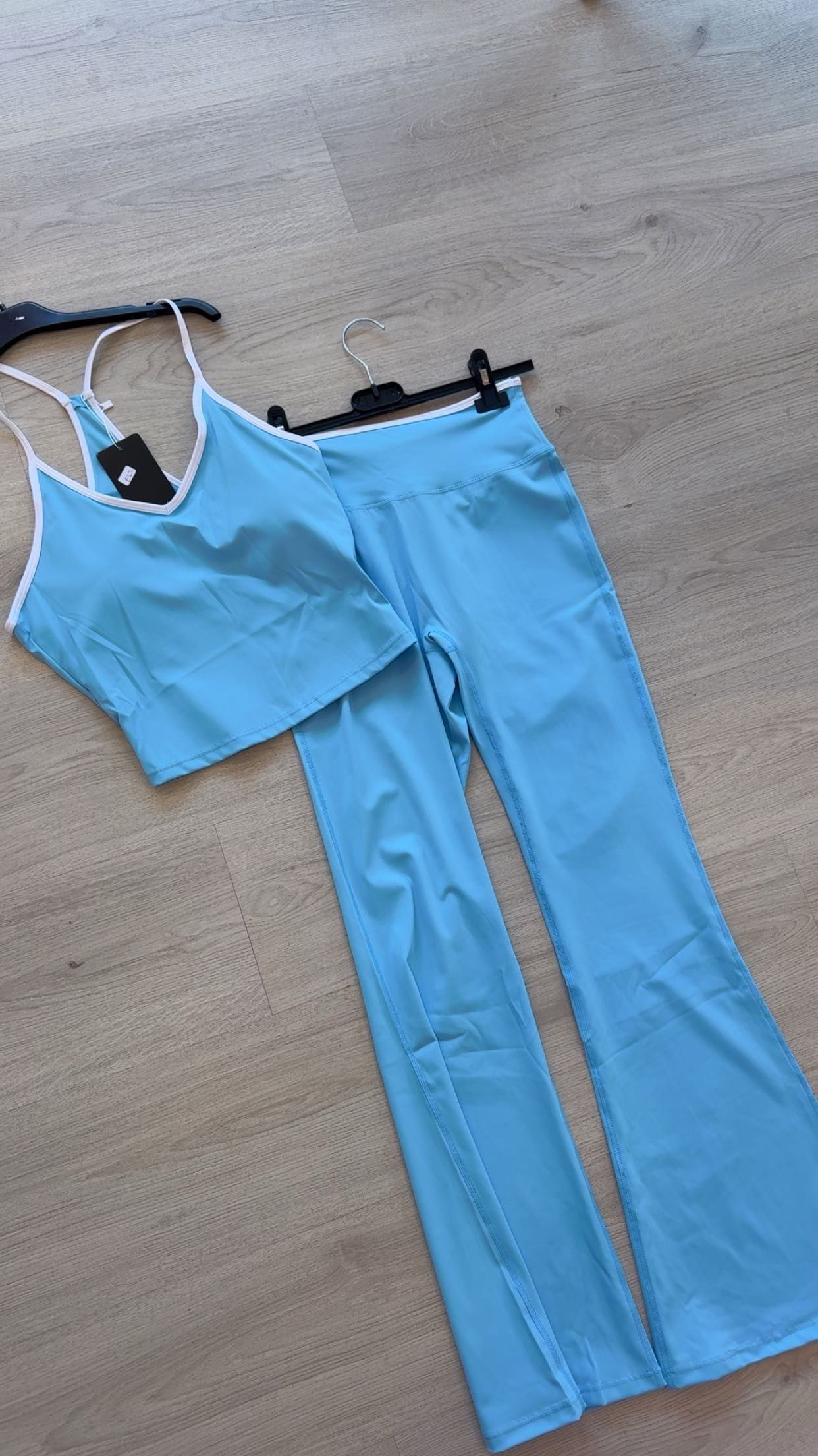 Baby blue 2 peice vest and flared pants 
