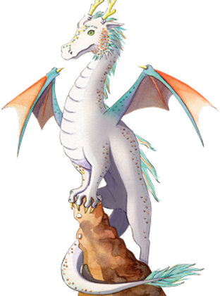 Sagacious the Dragon, in Scaredy, by author Sharon Leino.