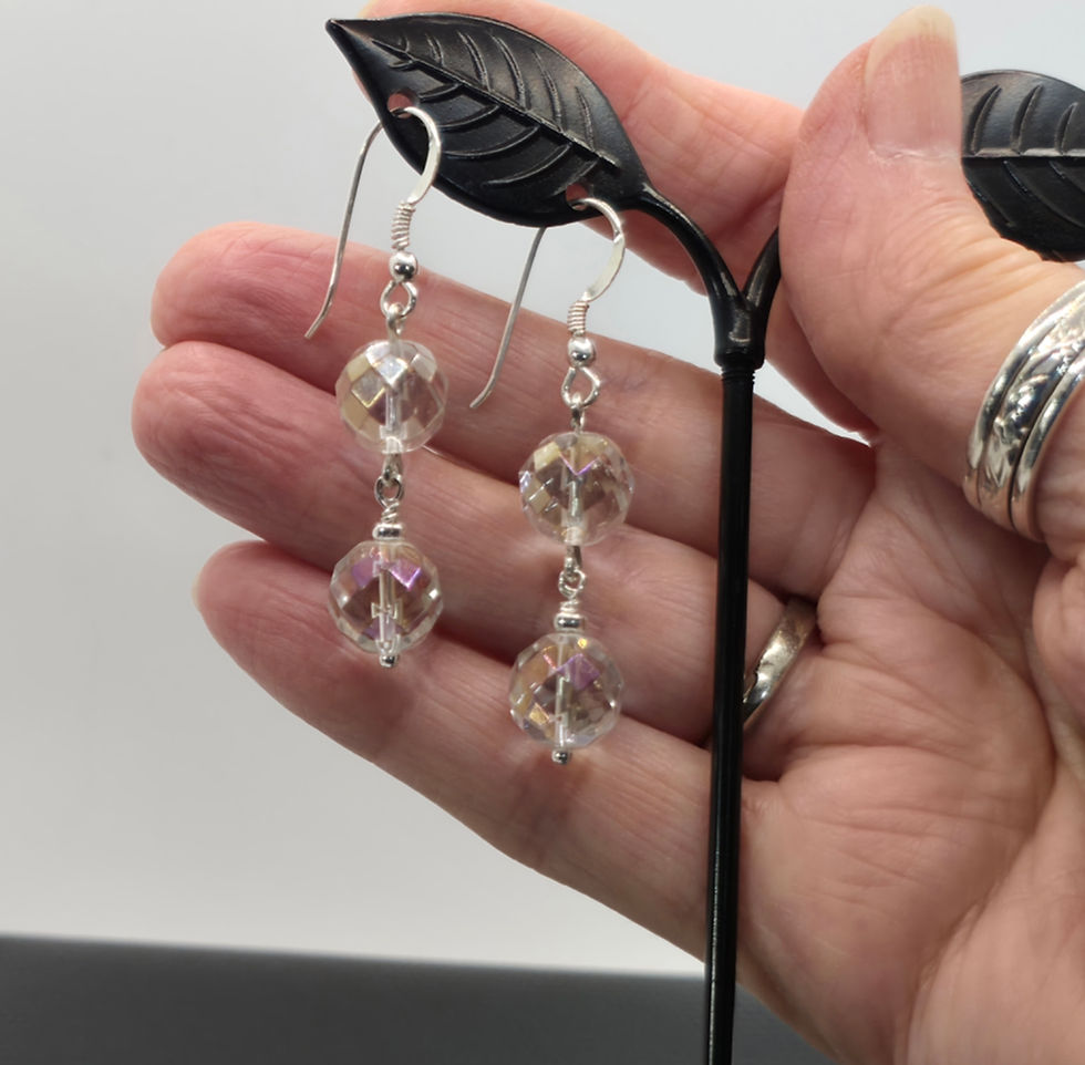 Thumbnail: Quartz and Sterling Silver Necklace and Earrings Jewellery Set,  One of a Kind 