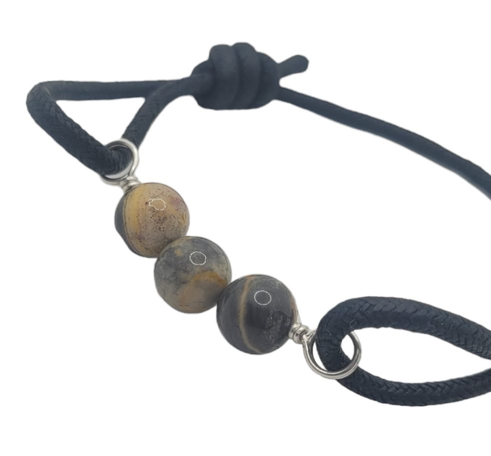 Thumbnail: Mens cord bracelet with crazy lace agate