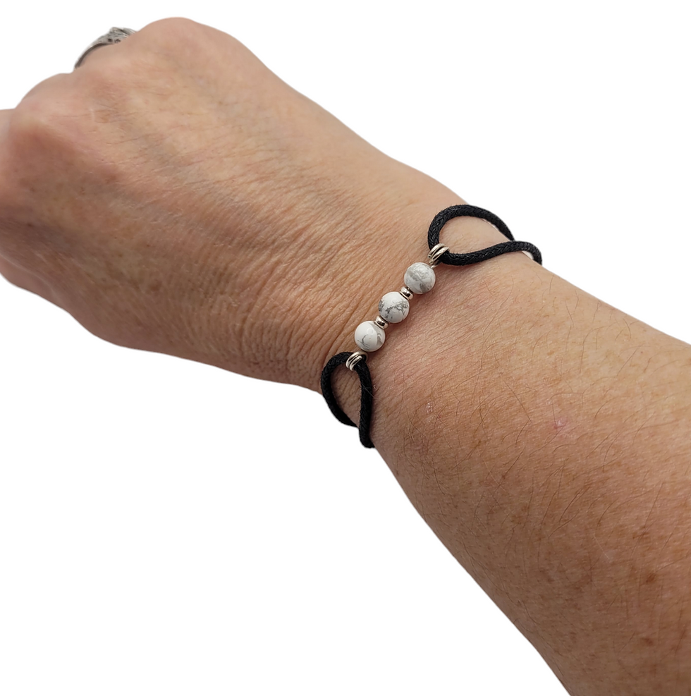 Thumbnail: White Howlite and Sterling Silver Cord Bracelet