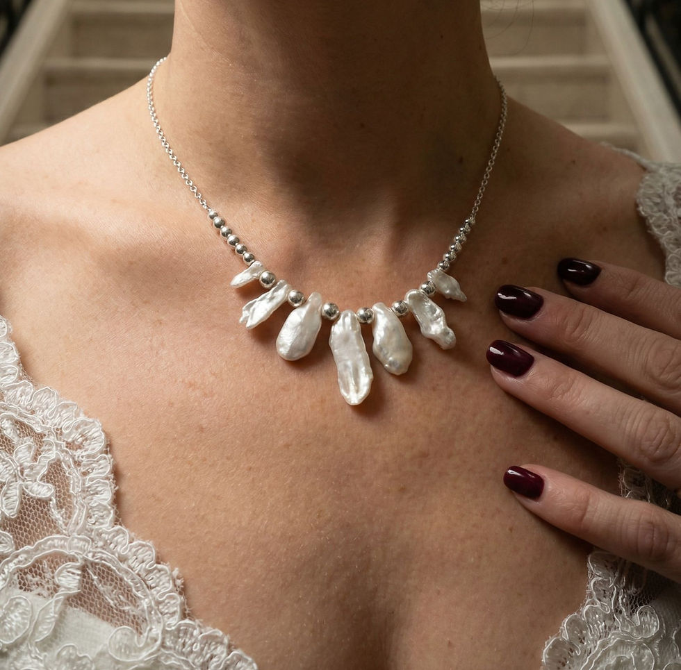 Thumbnail: Biwa Pearl Necklace, Handmade One of a Kind